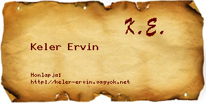 Keler Ervin névjegykártya
