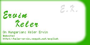 ervin keler business card